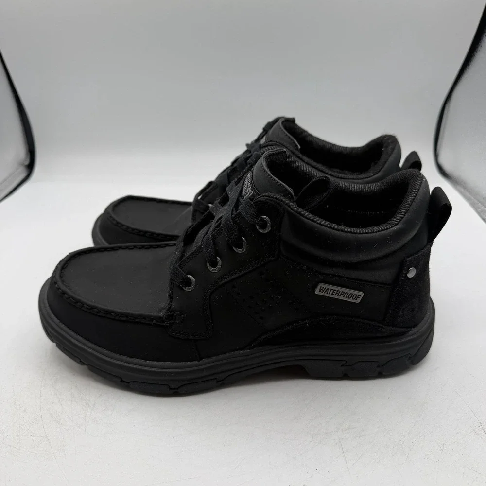 Skechers Segment Melego‎ Chukka Boots Mens 8.5 Black Moc Toe Shoes Waterproof